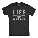 Mens Life Behind Bars T shirt Funny Cycling Bike Graphic Cycologist Novelty Tee