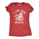Womens I Like Men With Beards Tshirt Funny Christmas Santa Claus Beer Graphic Tee
