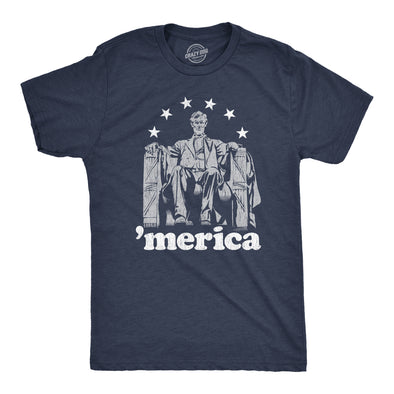 Mens Abe Lincoln 'Merica tshirt Funny 4th of July USA Patriotic Graphic Novelty Tee