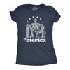 Womens Abe Lincoln 'Merica tshirt Funny 4th of July USA Patriotic Graphic Novelty Tee