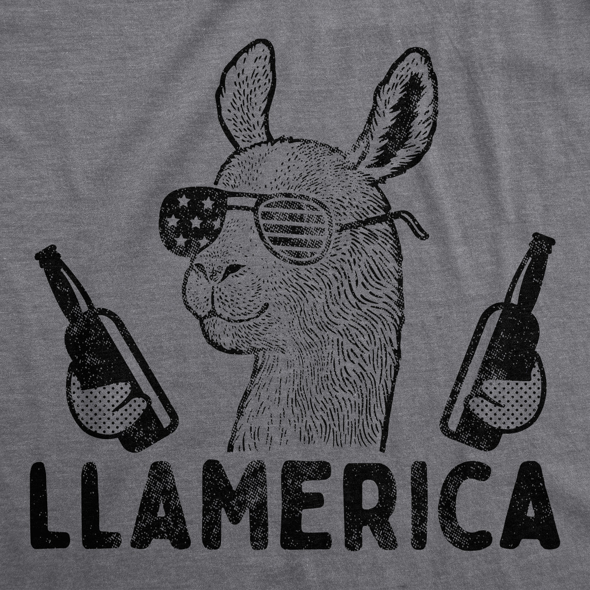 Mens Llamerica Tshirt Funny 4th Of July Patriotic Beer Drinking Llama Graphic Novelty Party Tee