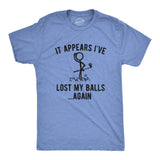Mens It Appears I've Lost My Balls Again Tshirt Funny Golf Stick Figure Graphic Novelty Tee