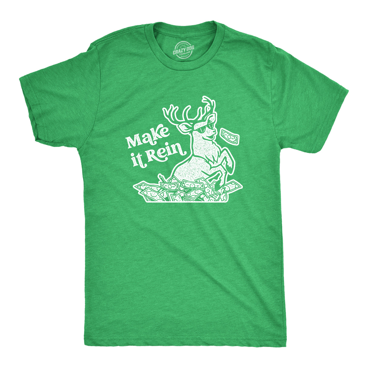 Mens Make It Rein Tshirt Funny Christmas Santa Reindeer Graphic Novelty Tee