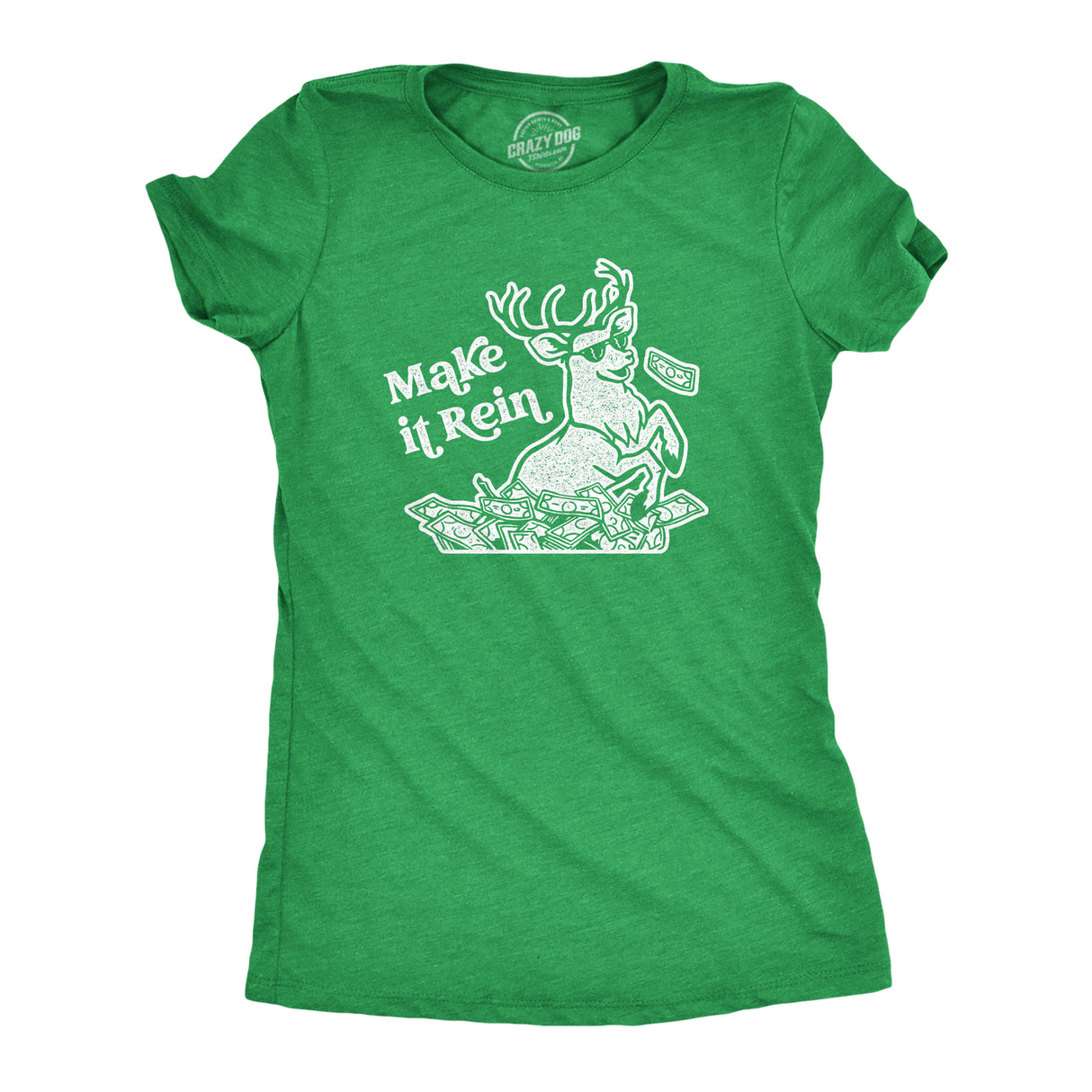 Womens Make It Rein Tshirt Funny Christmas Santa Reindeer Graphic Novelty Tee