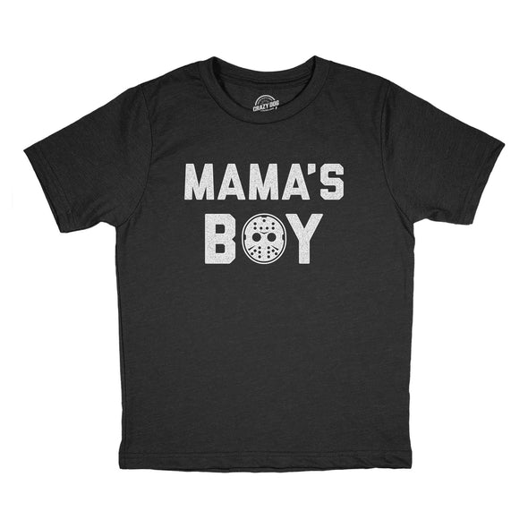Youth Mama's Boy Tshirt Funny Halloween Horror Movie Hockey Mask Graphic Tee