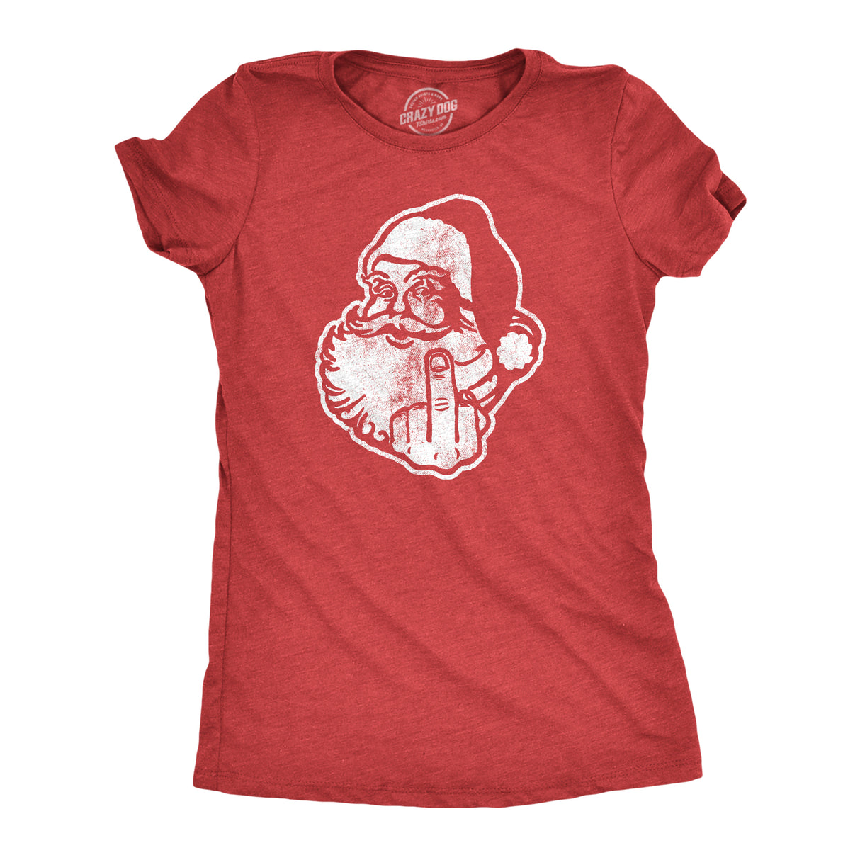 Womens Middle Finger Santa T shirt Funny Christmas Gift Offensive Graphic for Her