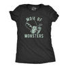 Womens Mom Of Monsters Tshirt Funny Halloween Coffee Parenting Novelty Graphic Tee