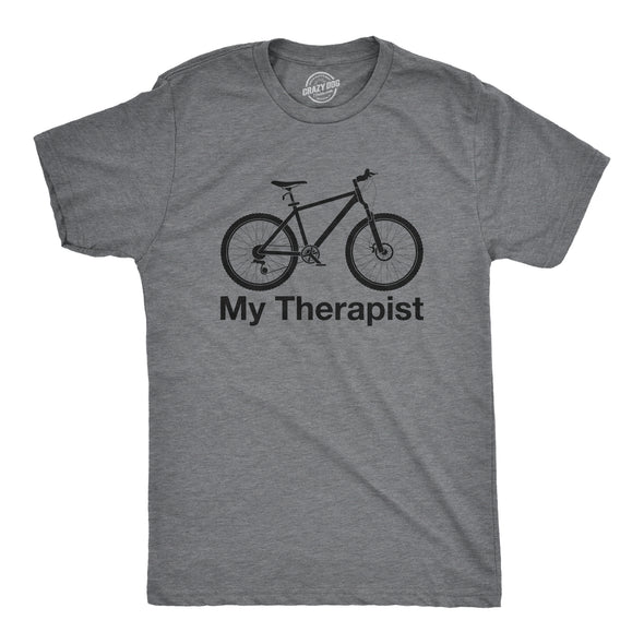 Mens My Therapist Bicycle T shirt Funny Biking Cycling Outdoors Graphic Tee