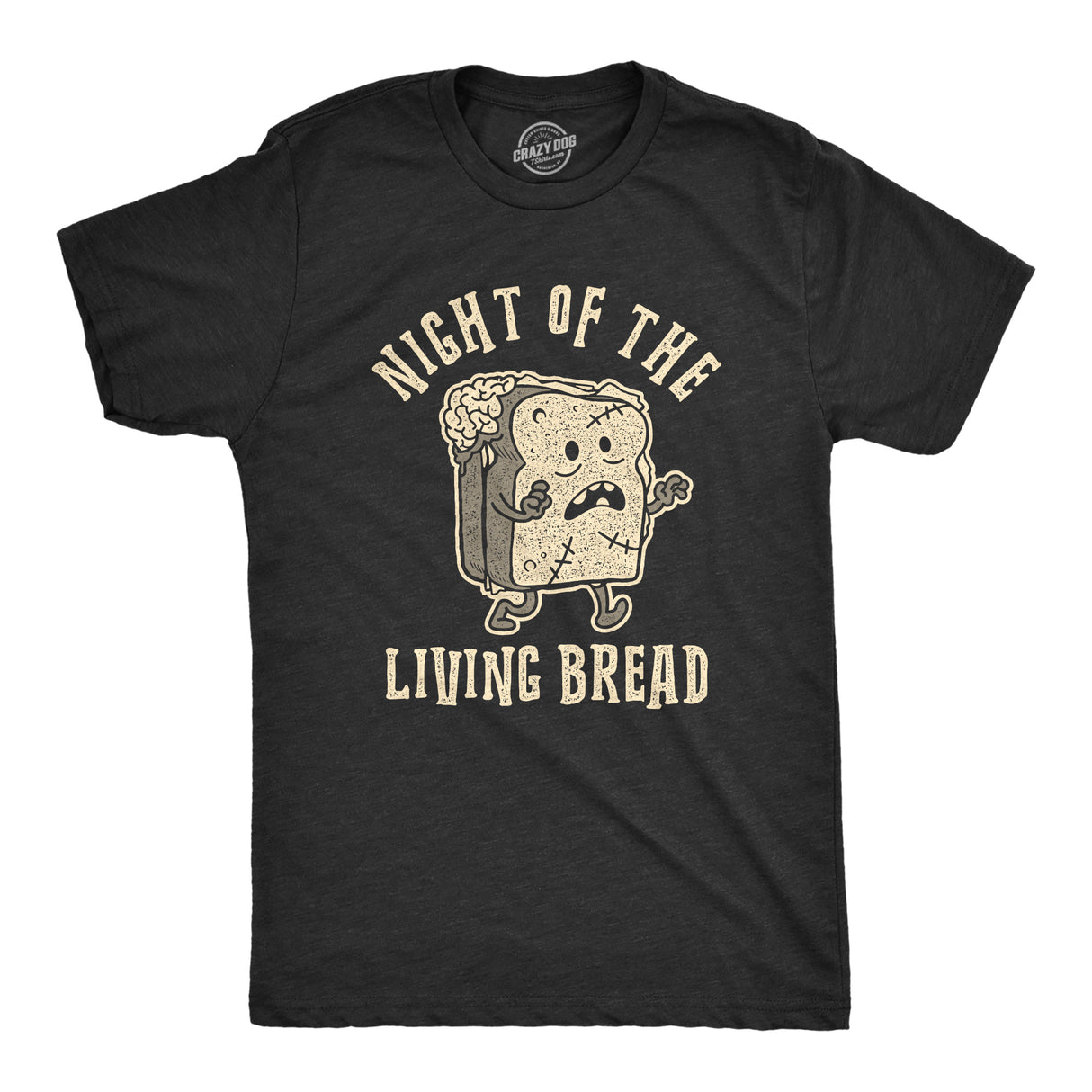 Mens Night Of The Living Bread Tshirt Funny Halloween Zombie Carbs Graphic Tee