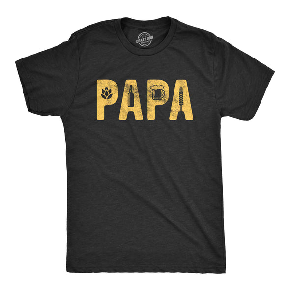 Mens Papa Beer Tshirt Funny Fathers Day Dad Beer Lover Graphic Tee