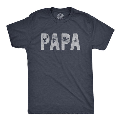 Mens Papa Hunting Tshirt Funny Fathers Day Gift For Dad Outdoor Deer Hunter Graphic Tee