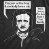 Womens Poe Boy Tshirt Funny Edgar Allan Poe Author Literature Rock Lyrics Queen Tee