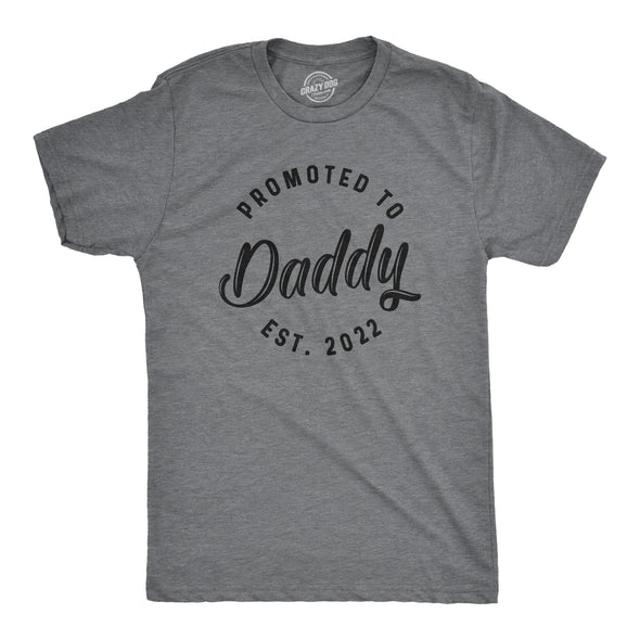 Mens Promoted To Daddy 2022 Tshirt Funny New Baby Family Graphic Tee