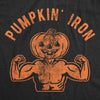 Mens Pumpkin Iron Tshirt Funny Halloween Workout Fitness Jack-O-Lantern Graphic Tee