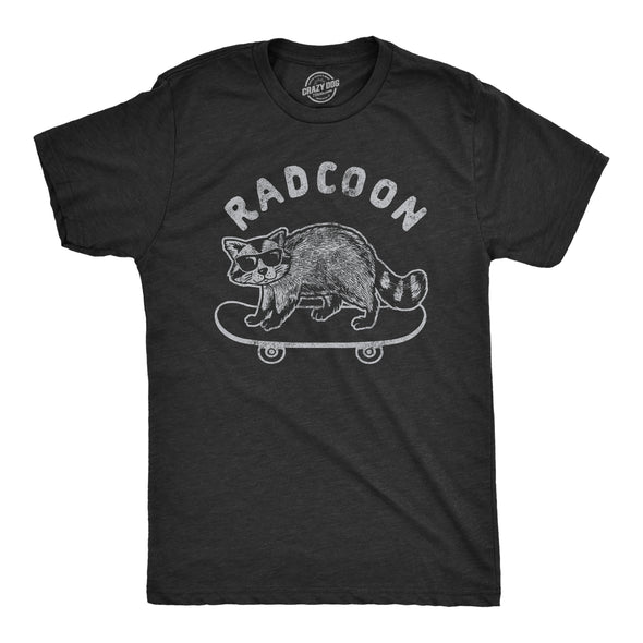 Mens Radcoon Tshirt Funny Rad Raccoon Cool Skateboard Graphic Novelty Tee