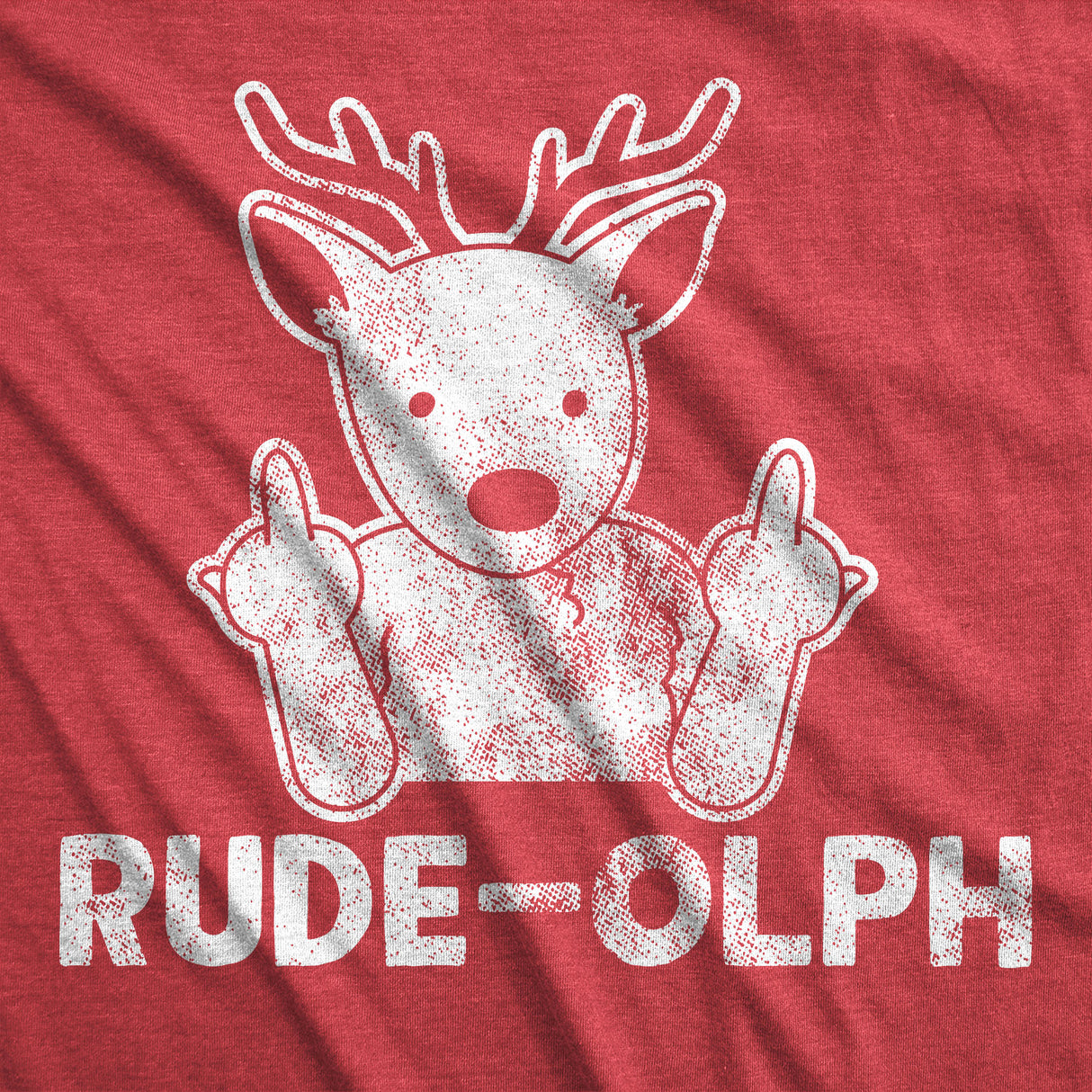 Mens Rude-olph Tshirt Funny Christmas Rudolph The Reindeer Middle Finger Tee