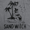 Womens Sand Witch Tshirt Funny Beach Halloween Black Cat Novelty Tee