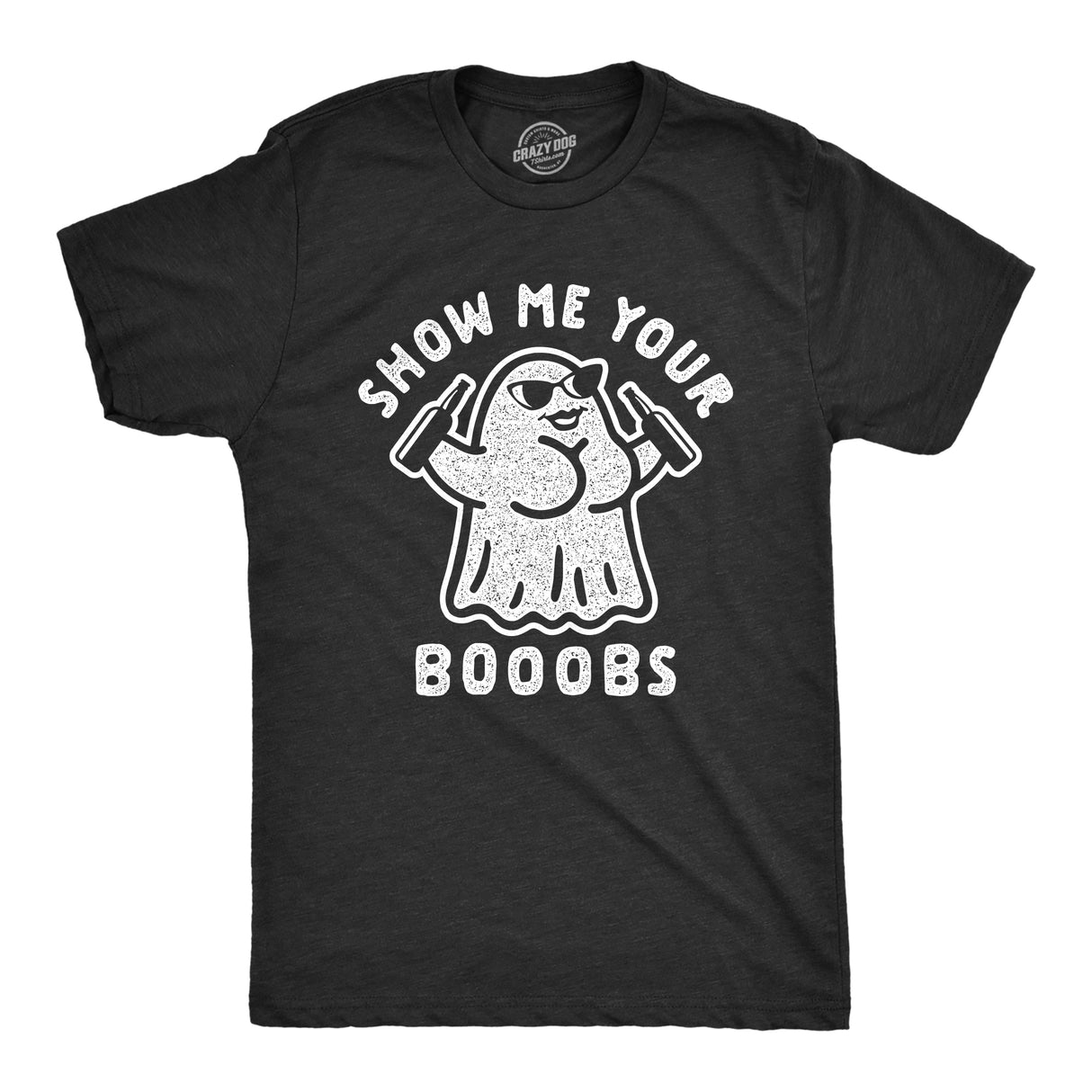 Mens Show Me Your Booobs Tshirt Funny Halloween Tits Ghost Beer Tee