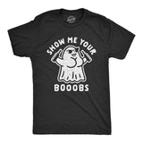 Mens Show Me Your Booobs Tshirt Funny Halloween Tits Ghost Beer Tee