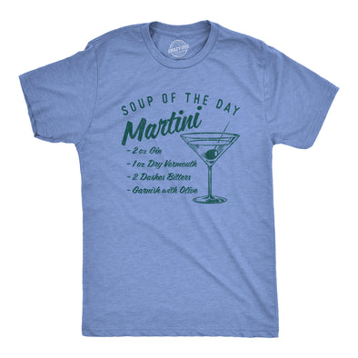 Mens Soup Of The Day Martini Tshirt Funny Cocktail Mixed Drink Recipe Graphic Tee