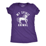 Womens My Spirit Animal: Unicorn Tshirt Funny Mythical Horse Sarcastic Graphic Novelty Tee
