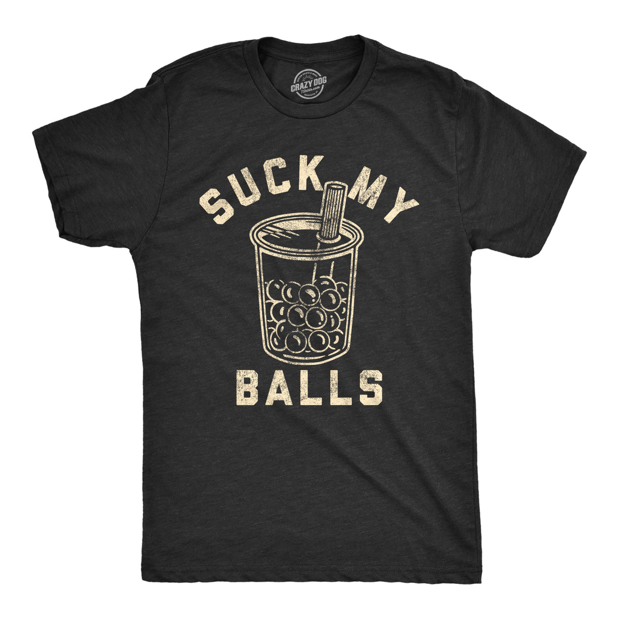 Mens Suck My Balls Tshirt Funny Boba Tea Bubble Drink Graphic Novelty Graphic Tee