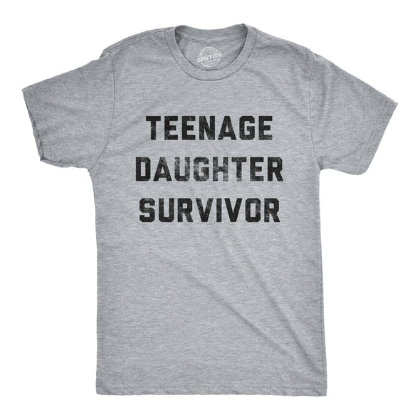 Mens Teenage Daughter Survivor T shirt Funny Fathers Day Tee for Dad