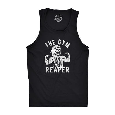 Mens The Gym Reaper Fitness Tank Funny Grim Reaper Funny Halloween Workout Tanktop