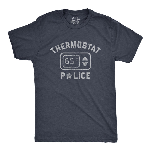 Mens Thermostat Police Tshirt Funny HVAC Heating And Air Conditioning Climate Graphic Tee