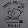 Womens Think Outside The Box Funny Cat T-Shirt Hilarious Graphic Cool Saying Top