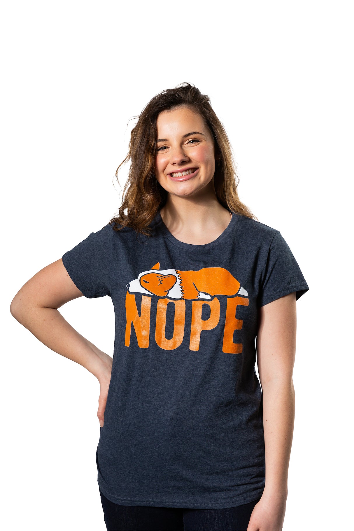 Womens Nope Corgi T shirt Funny Pet Lover Dog Mom T-Shirt Cool Graphic for Her