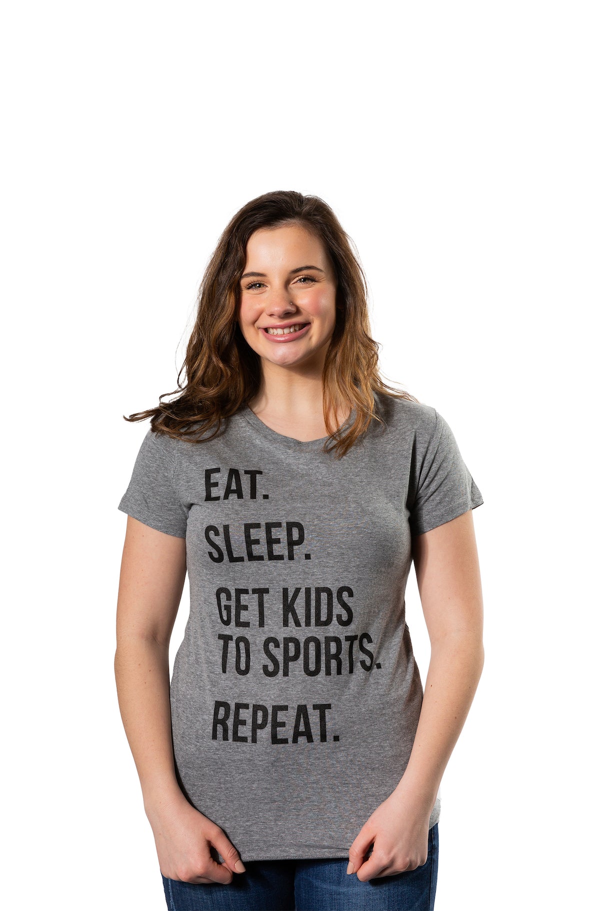 Womens Eat Sleep Get Kids To Sports Repeat T shirt Funny Gift for Mom Sarcastic