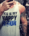 This Is My Happy Hour Tank Top Funny Fitness Workout Drinking Sleeveless Tee