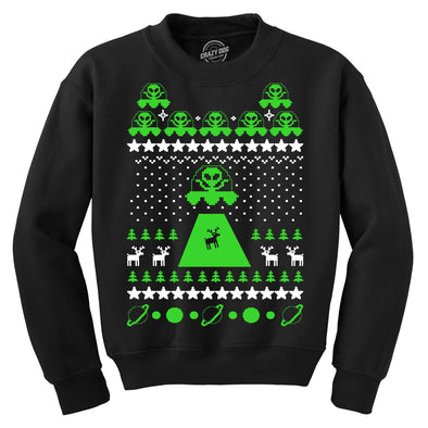 Unisex Alien Abduction Ugly Christmas Sweater Crew Neck Sweatshirt