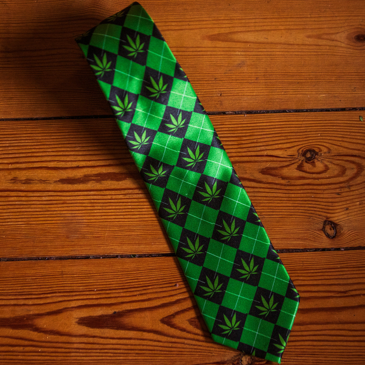 Marijuana Argyle Necktie Men's Novelty Neckties Weed Tie Funny Neckties for Men