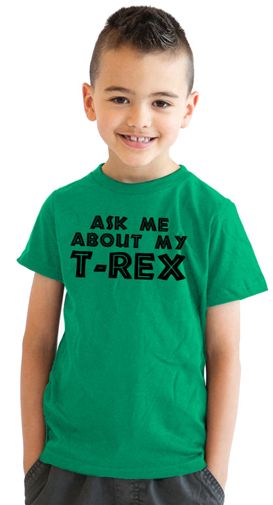 Youth Ask Me About My Trex T Shirt Funny Cool Dinosaur Flip Graphic Print Kids