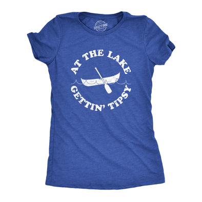 Womens At The Lake Gettin' Tipsy Funny Shirts Hilarious Canoe Vintage Novelty T shirt
