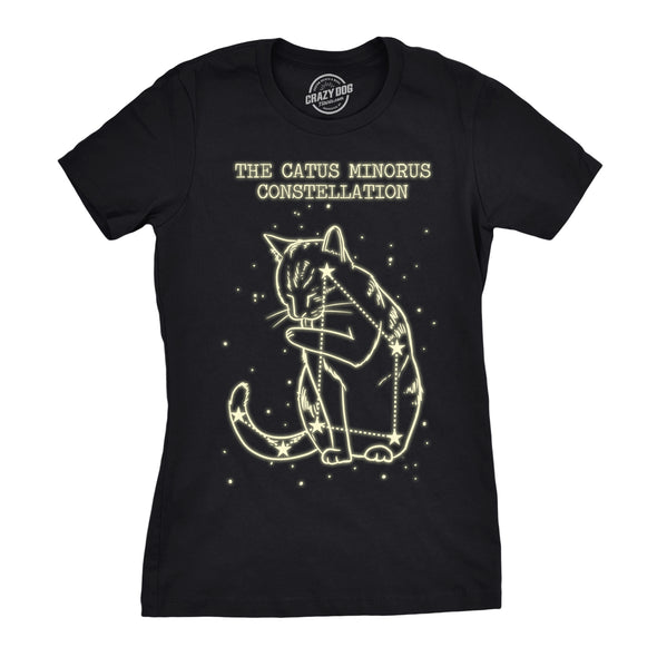 Womens The Catus Minorus Constellation Glow In The Dark T Shirt Funny Cats Tee