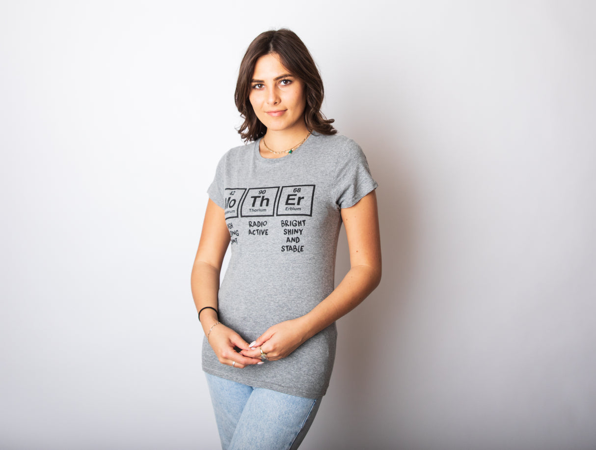 Womens Mother Periodic Table T shirt Funny Novelty Graphic Mothers Day Tee Nerdy