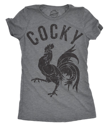 Womens Cocky Tshirt Funny Sarcastic Chicken Rooster Mocking Tee For Ladies