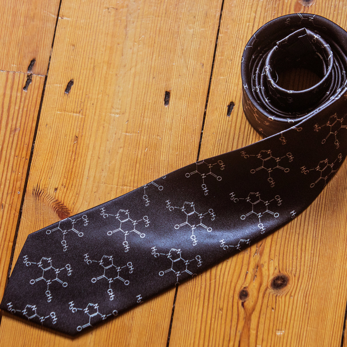 Caffeine Molecules Necktie Funny Neckties for Men Coffee Tie Novelty Ties for Guys