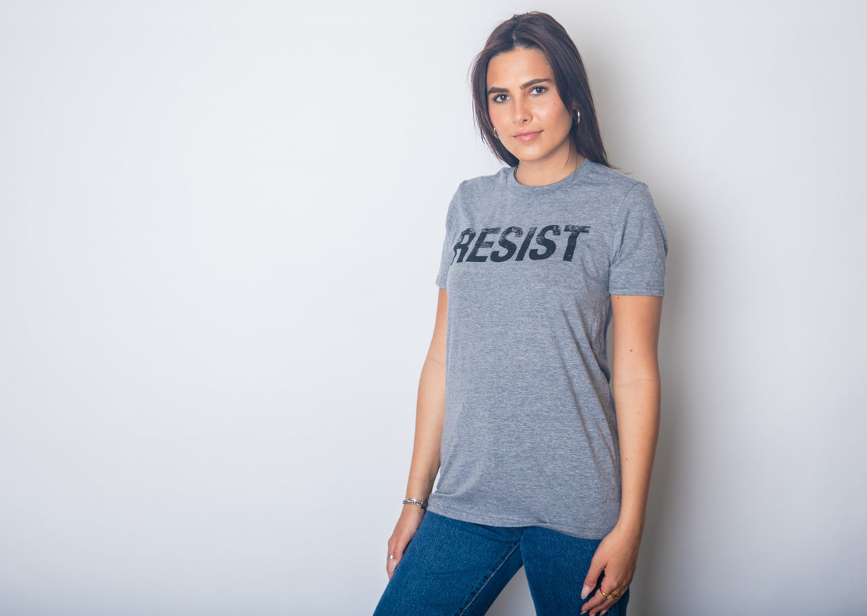 Womens Resist T Shirt Political Anti Authority Protest Tee Rebel Rally March Tee