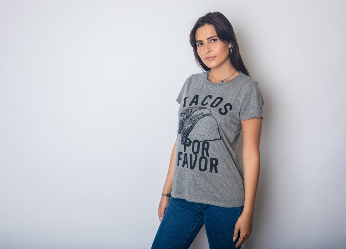 Womens Tacos Por Favor Tshirt Funny Spanish Tee For Ladies