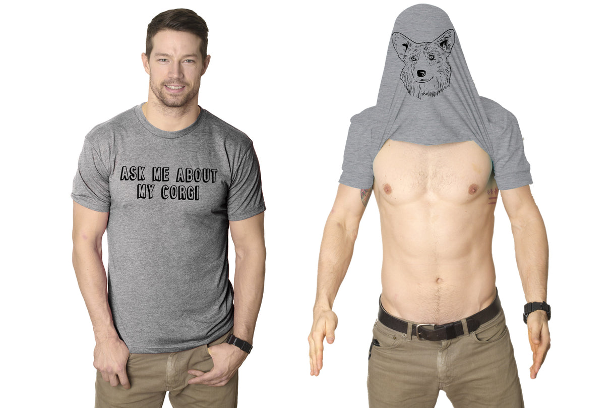 Ask Me About My Corgi Flip Men's Tshirt