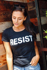 Womens Resist T Shirt Political Anti Authority Protest Tee Rebel Rally March Tee