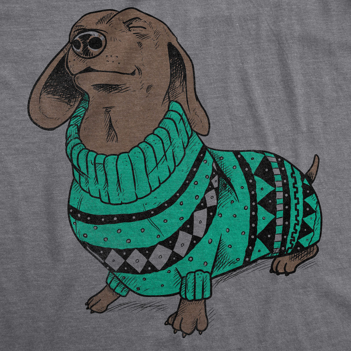 Womens Wiener Dog Ugly Christmas Sweater T shirt Dachshund Pet Owner Mom Tee