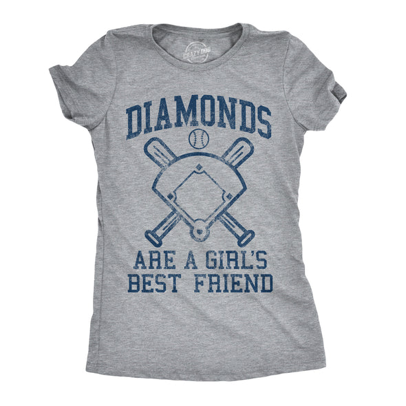 Womens Diamonds Are A Girls Best Friend Tshirt Funny Cute Baseball For Ladies