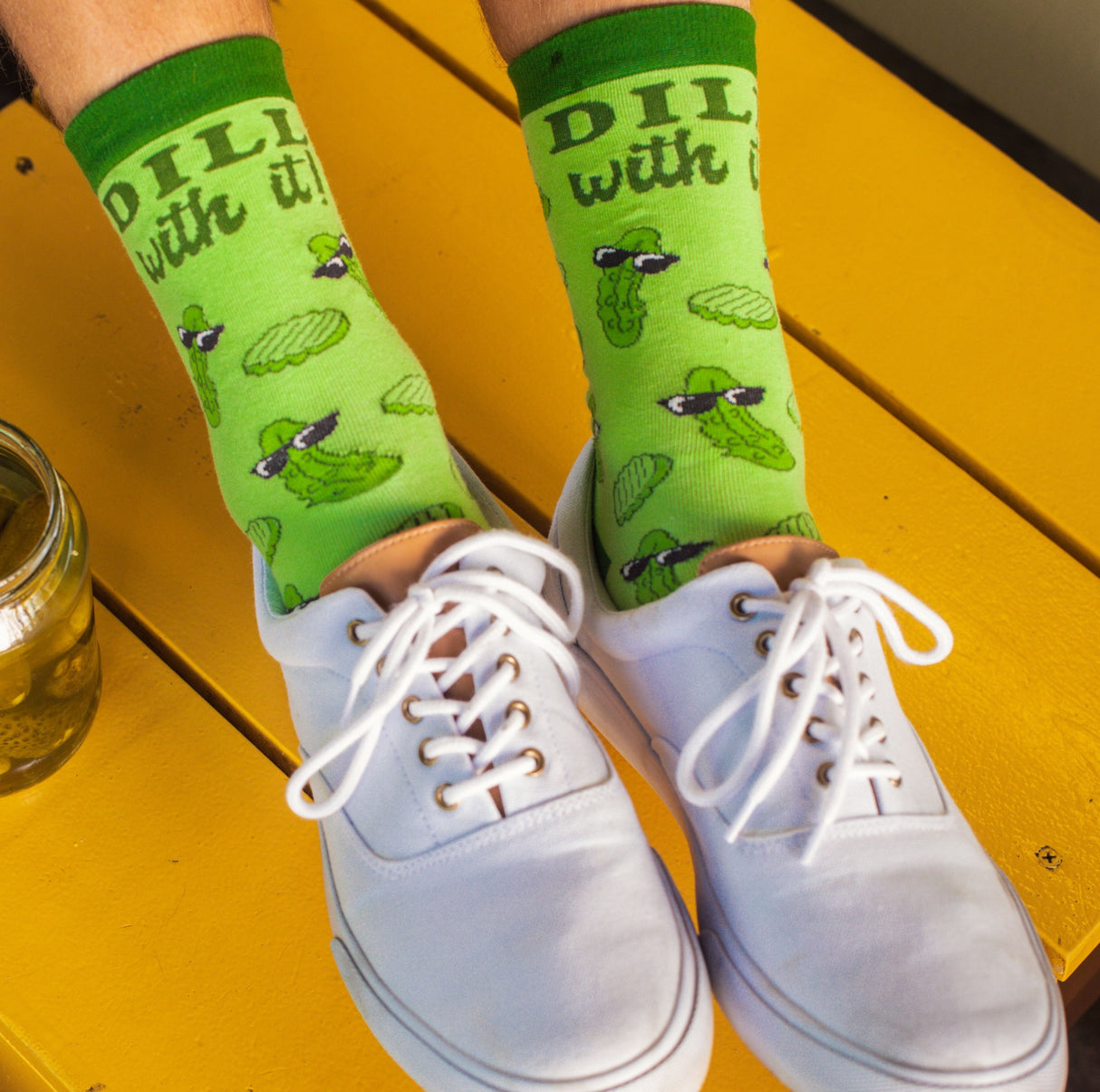 Women's Dill With It Socks Funny Pickles Deal With It Funny Vegetables Graphic Novelty Footwear