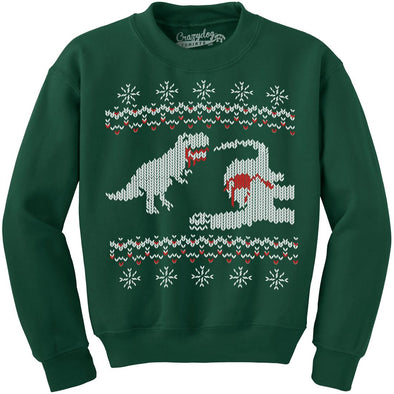 Dinosaur Snack Funny T-Rex Dinos Ugly Christmas Unisex Crew Neck Sweatshirt