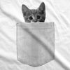 Womens Pocket Cat Funny Printed Peeking Kitten T shirt for Ladies